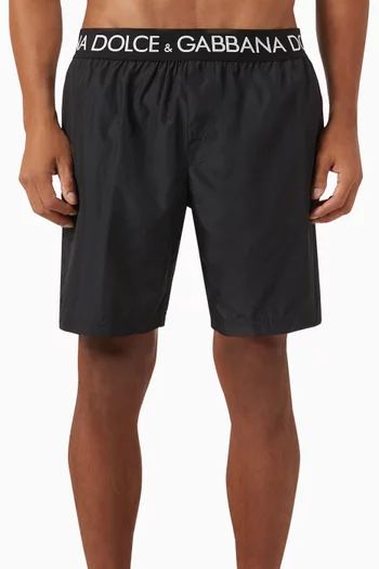 شورت سباحة بحزام خصر بشعار الماركة