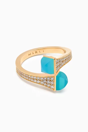Cleo Diamond & Turquoise Ring in 18kt Gold