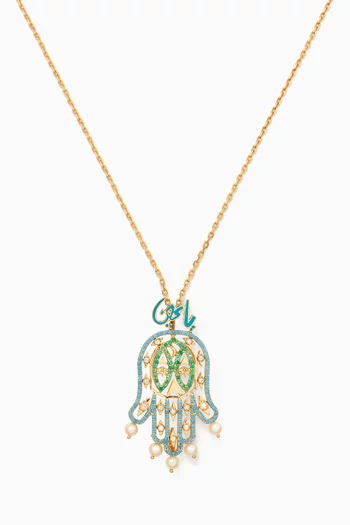 Ya Ein Turquoise & Diamond Alkaff Necklace in 18kt Gold