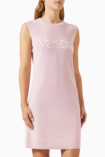 Embroidered-logo Dress in Cotton-knit