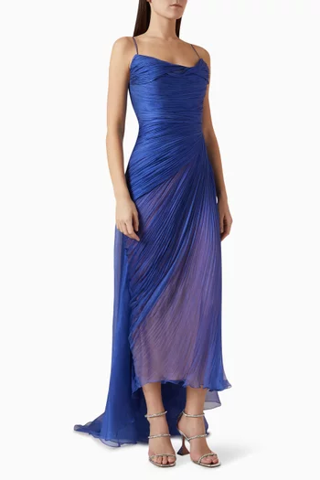 Lively Draped Maxi Dress in Silk Mousseline