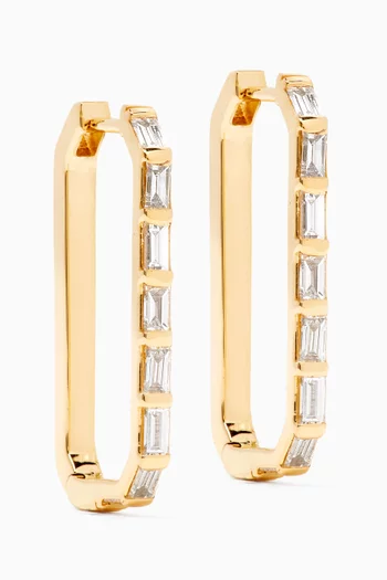 Large Baguette Diamond Paperclips Earrings in 18kt Yellow Gold