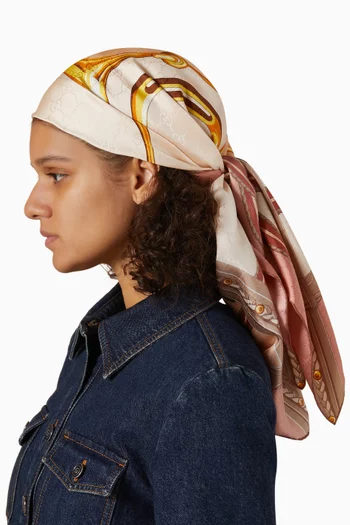 Horsebit-print Scarf in Silk Jacquard