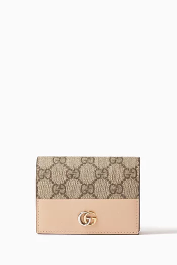 GG Marmont Card Case Wallet in Leather & GG Supreme Canvas