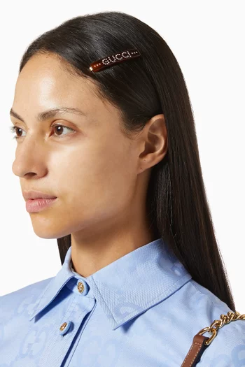 Crystal-embellished Hair Slide in Tortoiseshell Resin