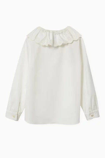 Lace-trimmed Shirt in Cotton Piquet