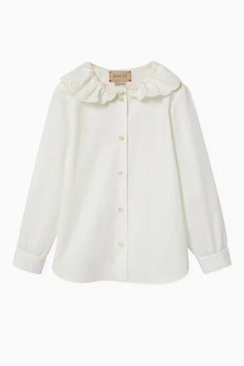 Lace-trimmed Shirt in Cotton Piquet