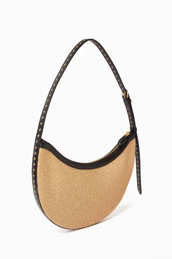Small One Piece Demi Lune Bag in Paper Straw