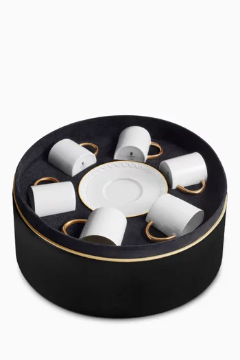 Neptune Espresso Cup & Saucer in Porcelain, Set of 6