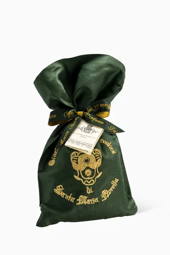 Pot Pourri Green Embroidered Silk Bag, 40g