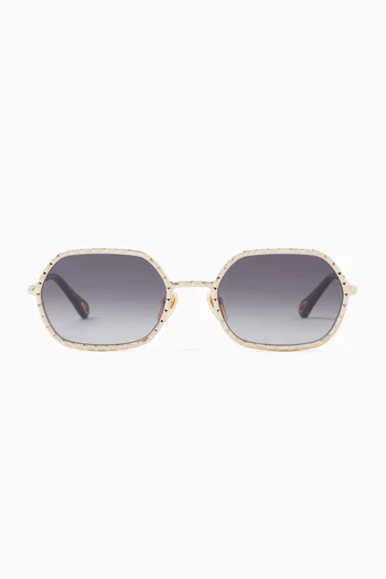 Studded Oval Sunglasses in Metal