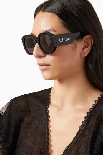 Round Sunglasses in Recycled Acetate