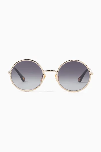 Studded Round Sunglasses in Metal