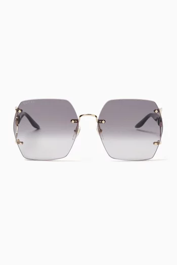 Square Sunglasses in Metal and Recycled Acetate