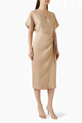 Wrap Midi Dress in Linen