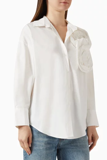Rose Detail Oversized Shirt in Cotton