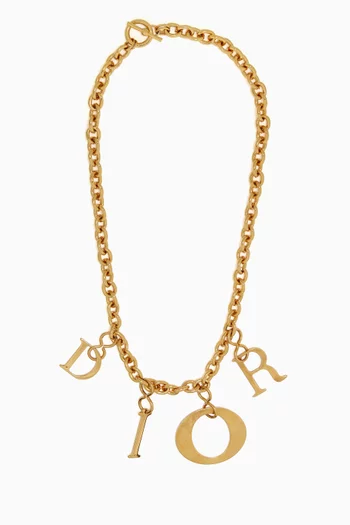 Spell Out Charm Necklace in Gold-tone Metal