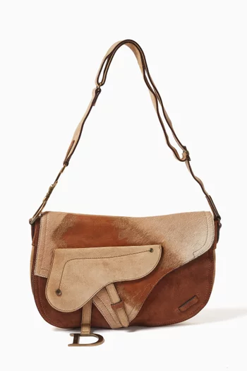 Double Saddle Bag in Suede