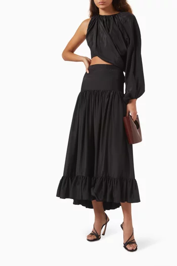 Gava Bralette with Draped Sleeve Top in Silk