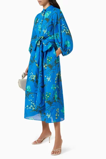 Belted Midi Dress in Linen