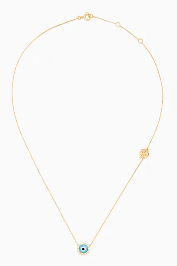 Mini Eye Full Diamond Necklace in 18kt Gold