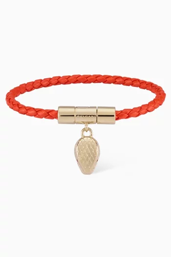 Serpenti Forever Bracelet in Calf Leather & Gold-plated Brass