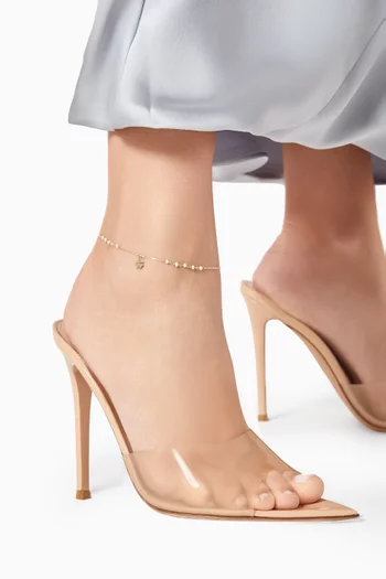 خلخال بحلية زهرة مزين بخرز ذهب عيار 18