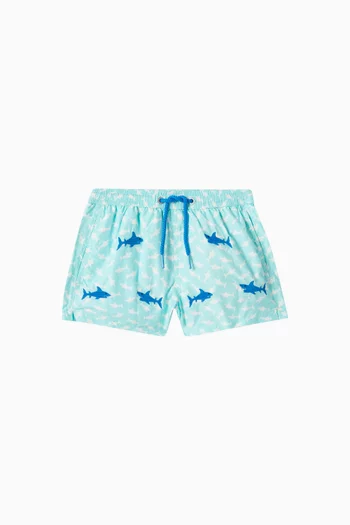 Embroidered Shark Swim Shorts