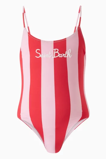 Striped One-piece Swimsuit in Stretch Nylon