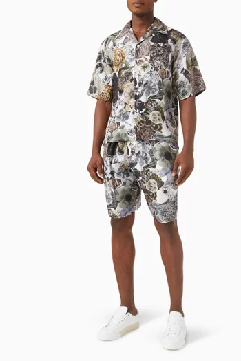 Nocturnal Bowling Shirt in Silk Habotai