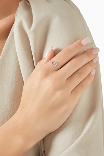 Initial "F" Adjustable Chain Ring in 18kt White Gold