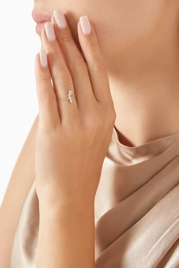 Initial "M" Adjustable Chain Ring in 18kt White Gold