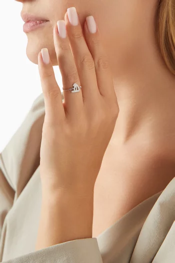 Initial "H" Adjustable Chain Ring in 18kt White Gold