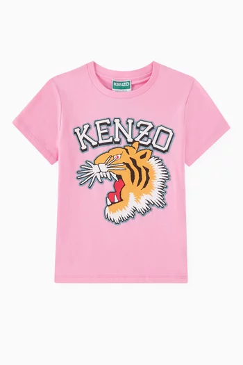 Tiger Head Print T-shirt in Organic Cotton
