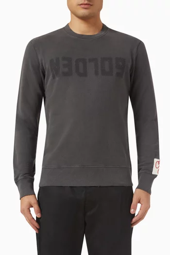 Archibald Distressed Logo Sweatshirt in Cotton-jersey