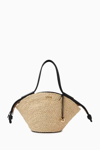 Smll Paseo Basket Bag in Raffia and Leather