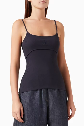 Anagram Strappy Top in Ribbed Cotton-blend
