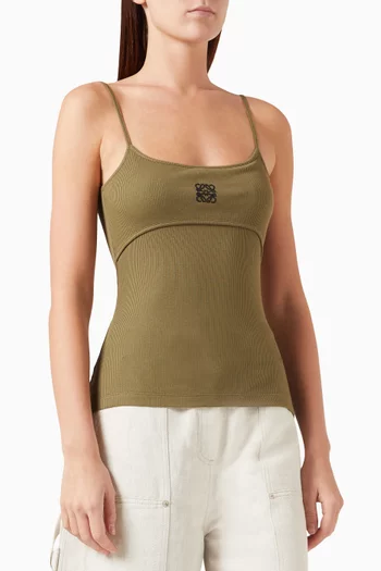 Anagram Strappy Top in Ribbed Cotton-blend