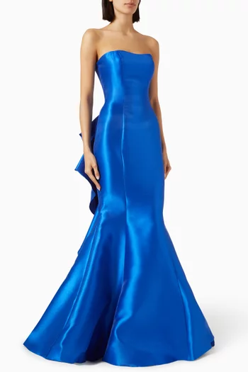 Strapless Column Gown in Mikado Satin