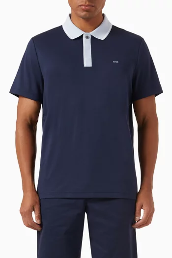 Logo Hidden Placket Polo Shirt in Cotton-blend