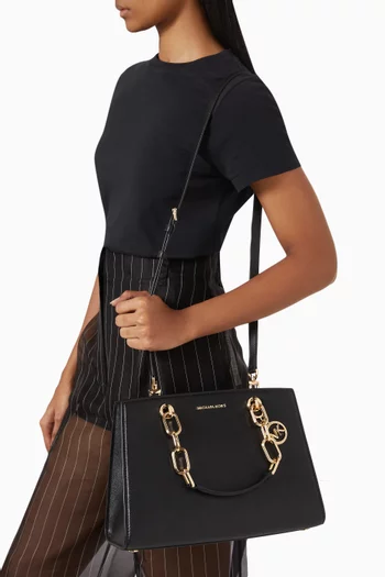 Small Cynthia Satchel Bag in Leather