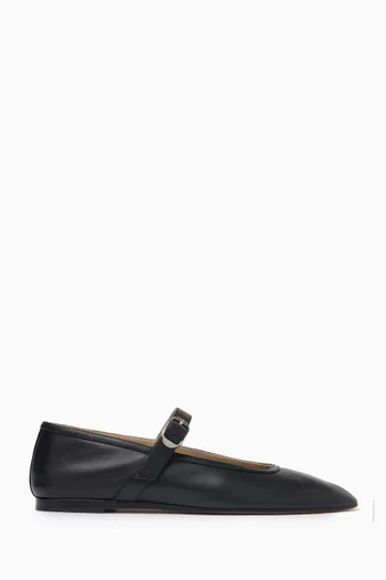 Mary Jane Ballet Flats in Leather