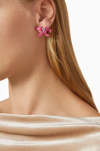 Solange Crystal Bow Studs in Recycled Silver