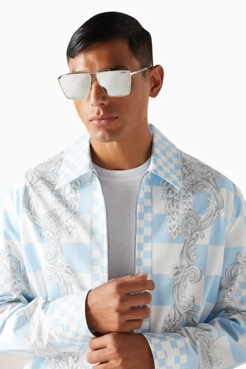 Greca Square Sunglasses in Metal