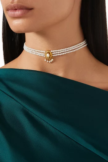 قلادة رقبة رافي 2.0 مزينة بلؤلؤ إصدار حصري لرمضان نحاس مطلي ذهب عيار 24