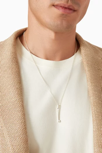 Arabic Letter "Ein" Diamond Pendant Necklace in Sterling Silver