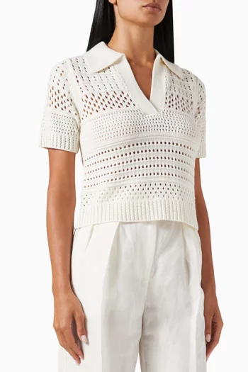 Polo Top in Knit Mesh