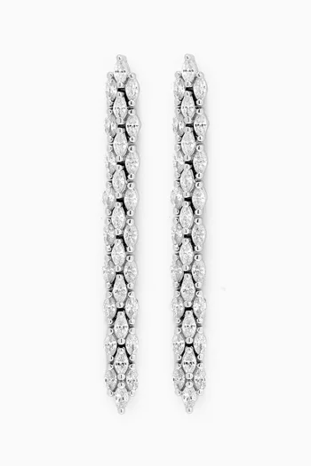 Triple-row Marquise-cut Drop Earrings in Silver-plated Brass