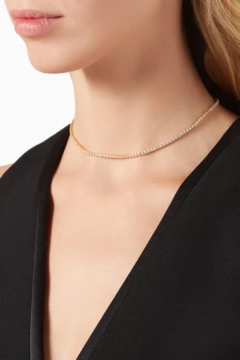 Crystal Tennis Necklace in Gold-plated Brass