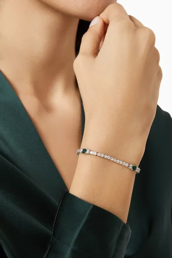 Graduated CZ Tennis Bracelet in Rhodium-plated Brass